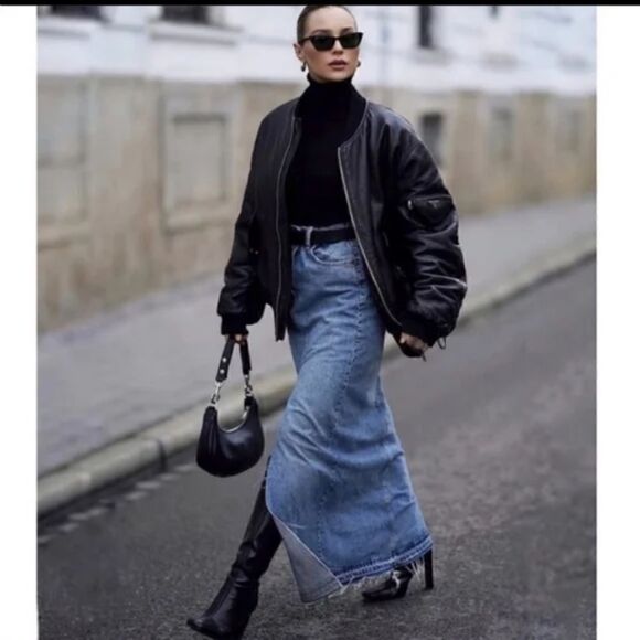 Nwt ZARA TRF LONG DENIM SKIRT medium - Picture 1 of 16